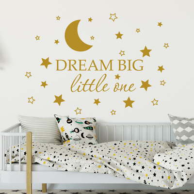#ad Dream Big Little One Wall Decal Star Sticker Moon Decal Nursery Decor MA256