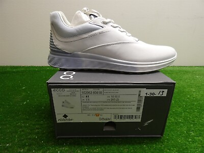 #ad ECCO Womens S Three Waterproof Goretex Golf Shoes EU 41 White Dusty Blue New