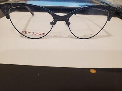 #ad BETSEY JOHNSON FLARE NAVY GLITTER New Designer Eyeglasses 53 17 140MM NEW