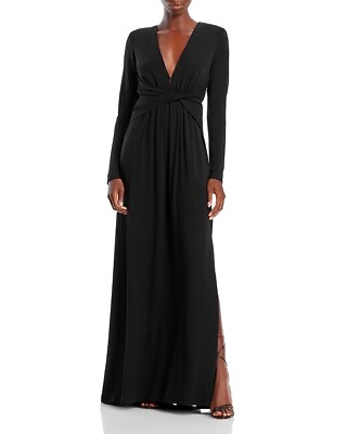#ad Ramy Brook NEW Eve Twist Waist Gown Evening Dress Side Slit Black Size 6 $745.00