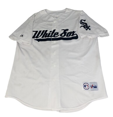 #ad VTG Majestic Jersey Chicago White Sox Genuine MLB Merchandise XL White Spellout