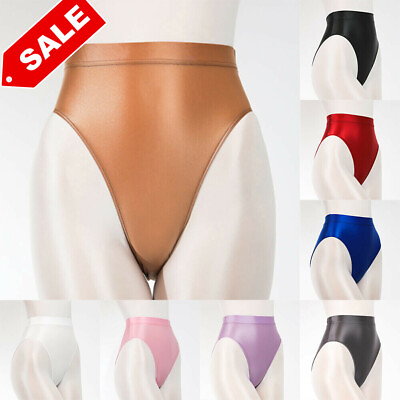 #ad Women#x27;s Underwear Glossy Lingerie Briefs Wet Look Knickers Silky Shiny Panties