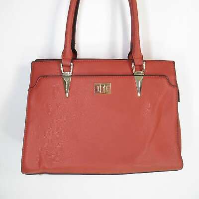 #ad Classic Satchel Handbag Women Large Brick Red Faux Pebble Leather Purse Bag