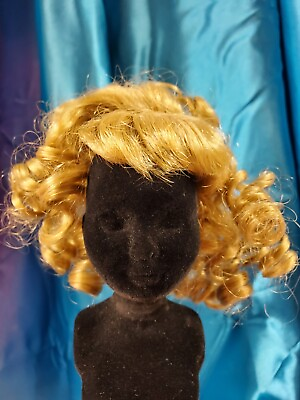 #ad 16” Fashion doll size 6 WIG FASHION DOLL curly honey color full shiny curls