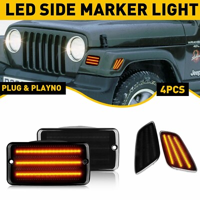 #ad Air SMOKE LED Bumper Signal Side Marker Light For 1997 2006 Jeep Wrangler TJ EXV