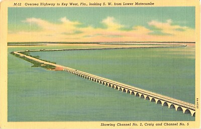 #ad Oversea Highway to Key West Fla. Kooking S. W. from Lower Matecumbe Postcard
