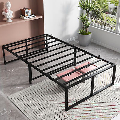 #ad New Bed Frame Metal Platform Twin Size 14quot; Sturdy 3 in 1 Slats Support Mattress