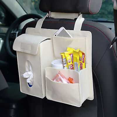#ad Rear Seat Hanging Bag Multifunction Storage Organizer Hook And Loop Fasteners