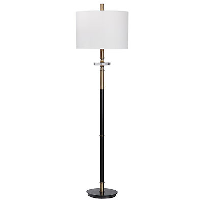 #ad Classic Elegant Black Brass Floor Lamp White Gold Metal Pole Traditional Crystal
