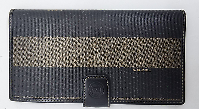 #ad Fendi Pequin Khaki Leather Wallet Authentic