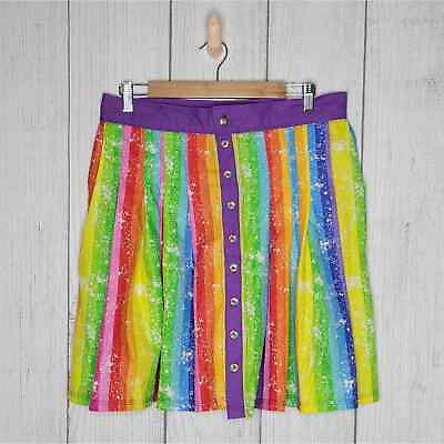#ad Rainbow Vertical Stripe Handmade Pleated Skirt with Pockets