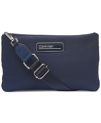 #ad NEW Calvin Klein Womens Jaina Nylon Crossbody Bag Navy Blue Handbag Purse