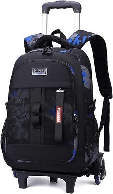 #ad Camo Rolling Backpack for Boys Kids Backpack with 6 Wheels Wheeled School Bag
