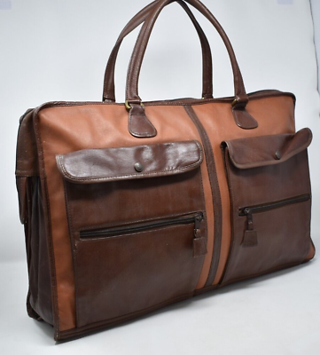 #ad Vintage LAND Brown Leather Briefcase Messenger Bag