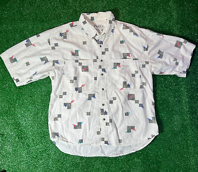 #ad Vintage Page 1 90s Hawaiian Short Sleeve Button Up Mens Collar Shirt Size L