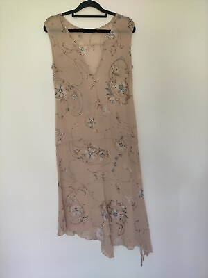 #ad Kookai Womens Beige Dress Size 2 AU 8 10 Drawstring 90#x27;s Y2K Style Sheer