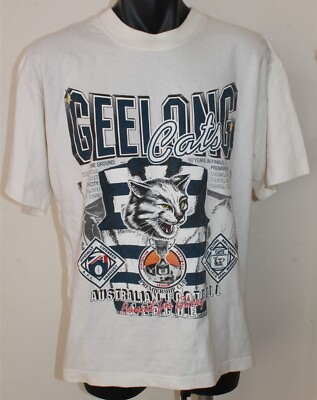 #ad Vintage AFL Geelong Cats Football Club ISC Bound For Glory T Shirt Large 1990#x27;s