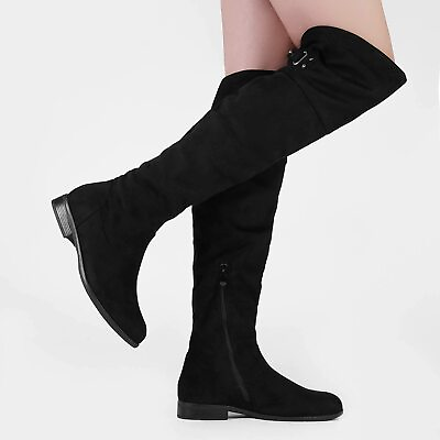 Womens Ladie Fashion Over The Knee Boots Suede Thigh High Flat Riding Boots $39.89