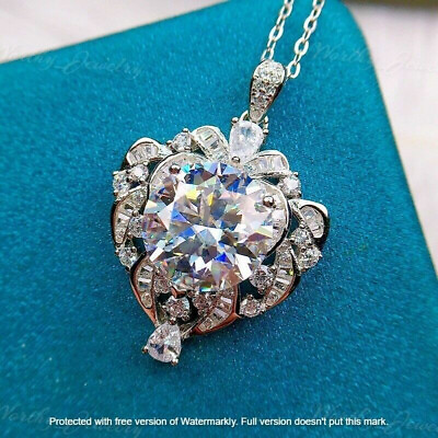 #ad 2.50Ct Round Cut Diamond Heart Pendant 14K White Gold Finish Free 18quot; Chain
