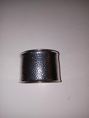 #ad Silver Tone Cuff Bracelet Hinged