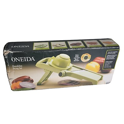 #ad Oneida Mandoline Mandolin Slicing Set Brand New in Box Green