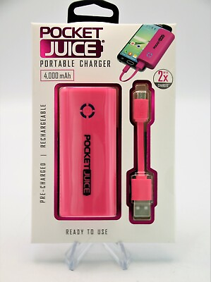 #ad Tzumi Pocket Juice 4000 mAh 5V Safe Fast Mini Portable USB Phone Charger PINK