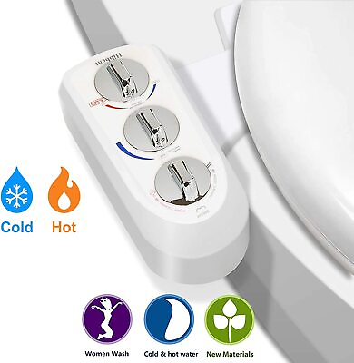 #ad Bidet Fresh Water Spray Kit Non Electric Toilet Seat Attachment with Dual Nozzle