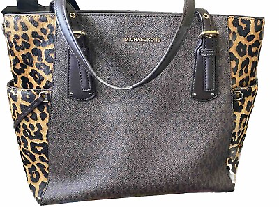 #ad Michael Kors Tote Bag Brown amp; Leopard Print Handbag