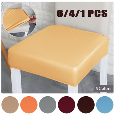 #ad Elastic Square Bar Stool Cover Pu Leather Chair Protector Seat Cushion Slipcover