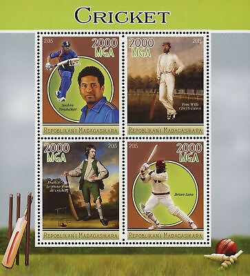 #ad Criket Sport Player Tom Wills Brian Lara Souvenir Sheet of 4 Stamps MNH
