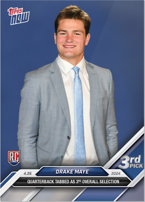 #ad 2024 Topps Now 3rd Overall Pick #D 3 Drake Maye RC Rookie PRESALE