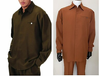 #ad Men#x27;s 2pc Walking Suit Long Sleeve Casual Shirt amp; Pants Set #2612