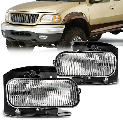 #ad for 1999 2003 Ford F 150 Bumper Fog Light Clear Lens Driving Lamps w Bulbs LHamp;RH