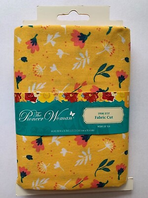 #ad Pioneer Woman Spring Ditsy Yellow Print 1 Yard Fabric Cut 100% Cotton