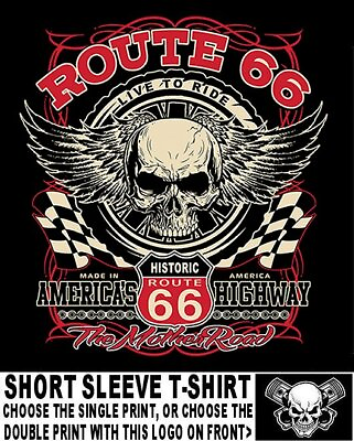 #ad Live To Ride Route 66 Motorcycle Biker Bike Rider Biker Girl Skull T shirt AB38