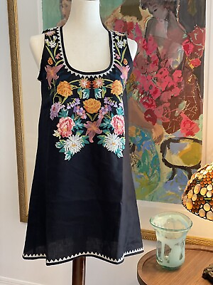 #ad Embroidered Linen Tunic Fashion Forward Designer New $68 Medium And Large Left