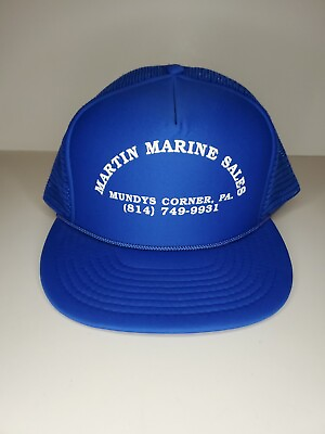 #ad Martin Marine Sales Men’s Blue Trucker Mesh Rope Adjustable Snapback Hat Cap