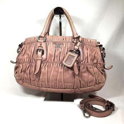 #ad Prada Leather Shoulder Bag 2Way Pink Medium Women Italy