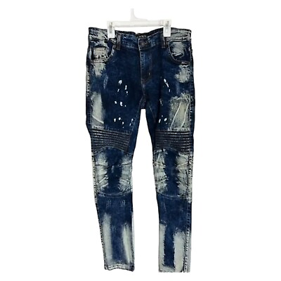 #ad Track 23 Intelligent Design Skinny Fit Jeans Men#x27;s 34x33 Blue Acid Wash