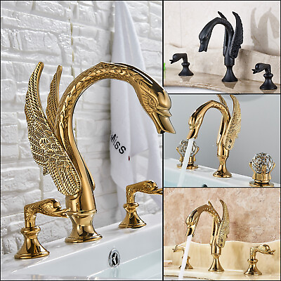 #ad Swan 8quot; Widespread Bathroom Sink Faucet 3 Holes 2 Handle Basin Mixer Taps