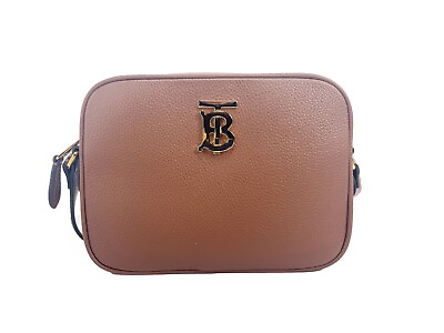 #ad Burberry Small Leather Tan Camera Crossbody TB Logo Bag
