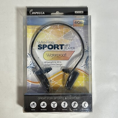#ad Impecca Wire Free Sport MP3 Player Black 4GB Waterproof MPWH42 Swimming