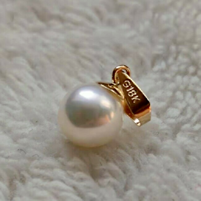 #ad Stunning 6 7mm AAAA NATURAL White Akoya round pearl pendants 18K yellow gold