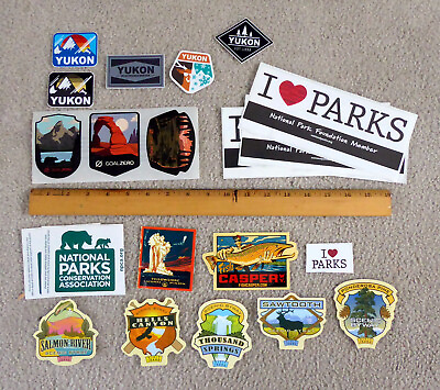 #ad National Park various sticker decals lot of 21 Yukon Casper Idaho more
