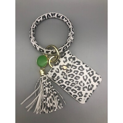 #ad Women#x27;s Wristlet Keychain Ring Leather Wristlet Key Chain Bracelet w tassels
