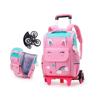 #ad School Bag Student Backpacks Kids Trolley Wheeled Bag Children Backpack Wheels