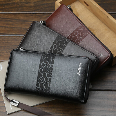 #ad High Capacity Men#x27;s Business Clutch Wallet Long Zipper Card Holder Purse Handbag