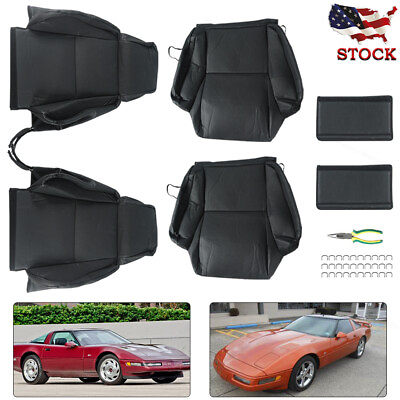 Custom Seat Covers for Chevy Corvette C4 Type3 1984 1993 Black Synthetic Leather $67.39