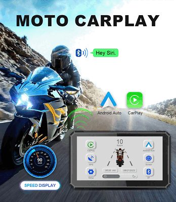 #ad 7quot;Motorcycle Wireless Apple Carplay Portable Android Auto Waterproof IPX7 Screen
