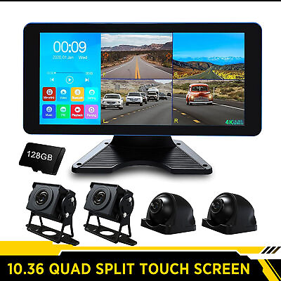 #ad 128G Dash Cam 4K 4CH 4AHD Record in Car DVR Camera Front 10.36quot; for Trailer Van